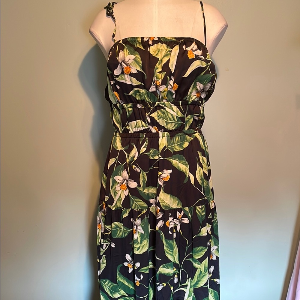 Express Black and Green Floral Maxi Dress